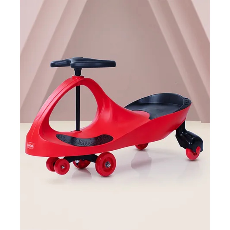 LuvLap Sunshine Swing Car, Push Car & Swing Car for Kids, Comfortable Seat, Durable with Smooth Wheels, Ride-On Toy for Kids 3+ Years  Red & Black