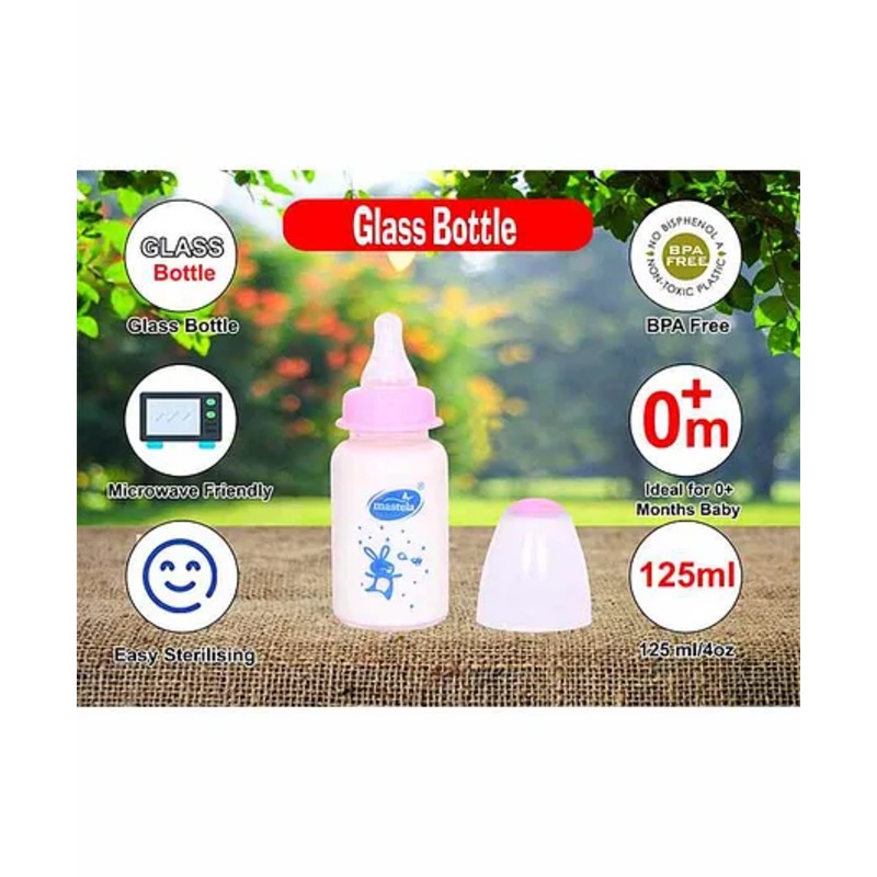 Mastela Borosilicate Glass Feeding Bottle Pink – 125 ml