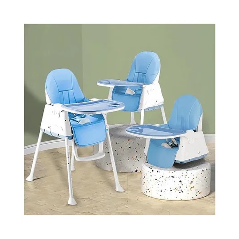 Safe-O-Kid 3-in-1 High Chair  Ultra Soft Cushion & One-Hand Adjustment, Detachable Tray & Soft Cushion (6M-3Y) (Blue)