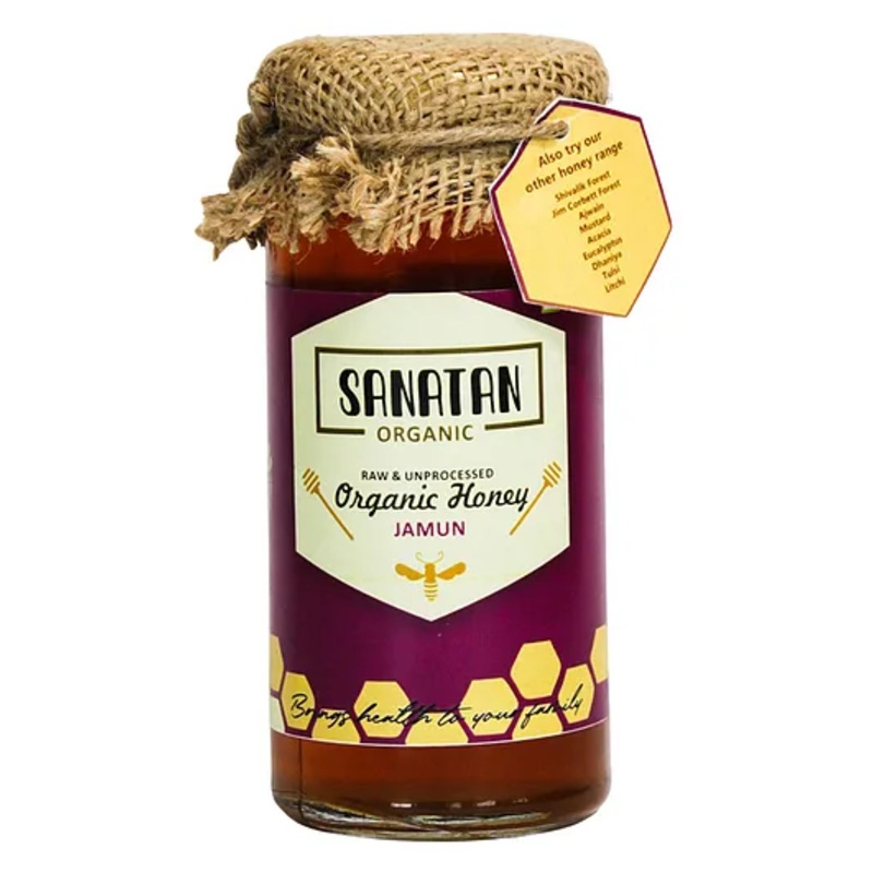 Sanatan Organic Mono Floral Jamun Honey Glass Bottle – 275 g