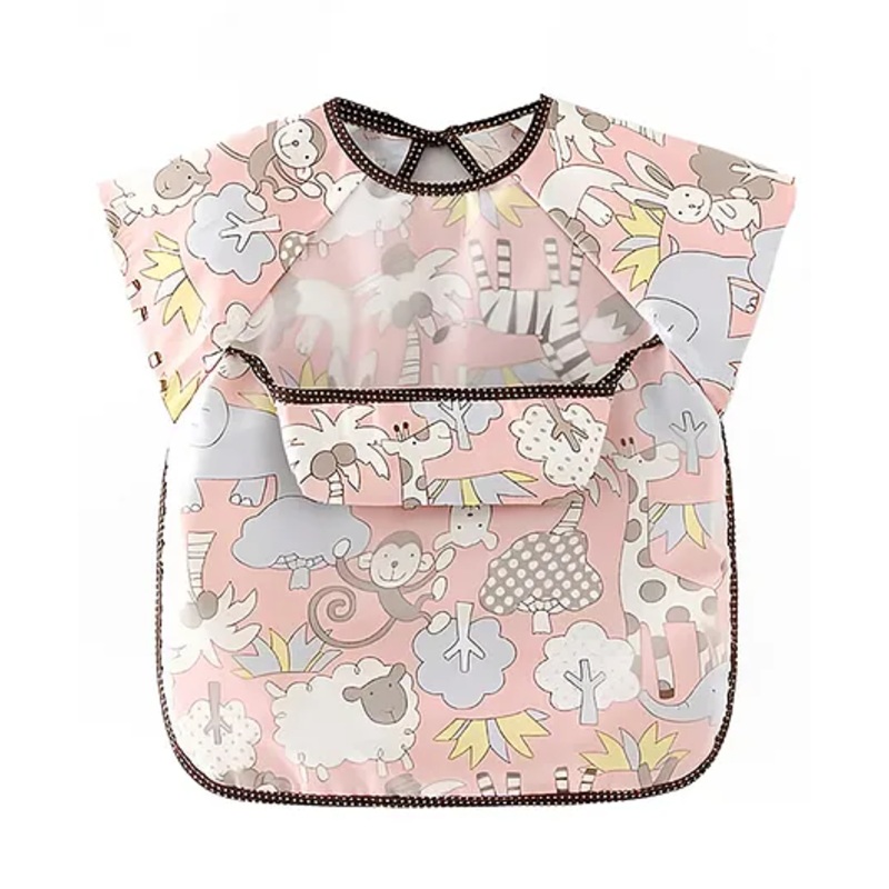 Tony Stark Sleeved Waterproof Baby Bib with Pocket | Lightweight EVA Toddler Bib for 6 to 24 Months (Cheeky Chimp)