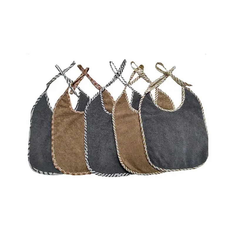 Trance Home Linen Waterproof Quick Dry Soft Terry Baby Bib Pack of 5 – Grey and Brown