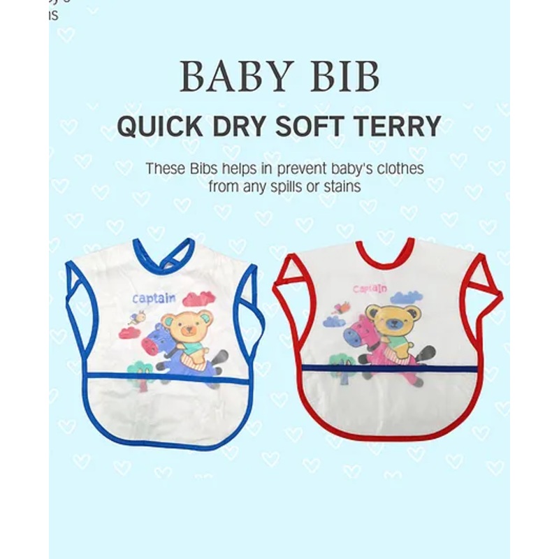 VOIDROP Set of 2 New Born Baby Cotton Bibs Apron Easily Adjustable For Baby – Blue & Red