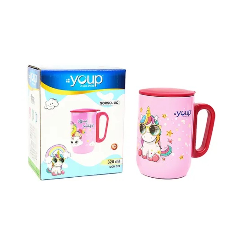 Youp Stainless Steel Pink Color Unicorn Believe in Magic Insulated Mug with Cap – 320 ml