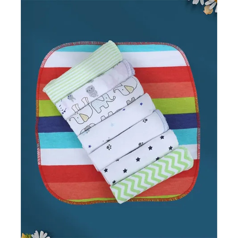 Baby Moo Unisex Cotton 20 x 20 cm Soft Hosiery Wash Cloth – Multicolour