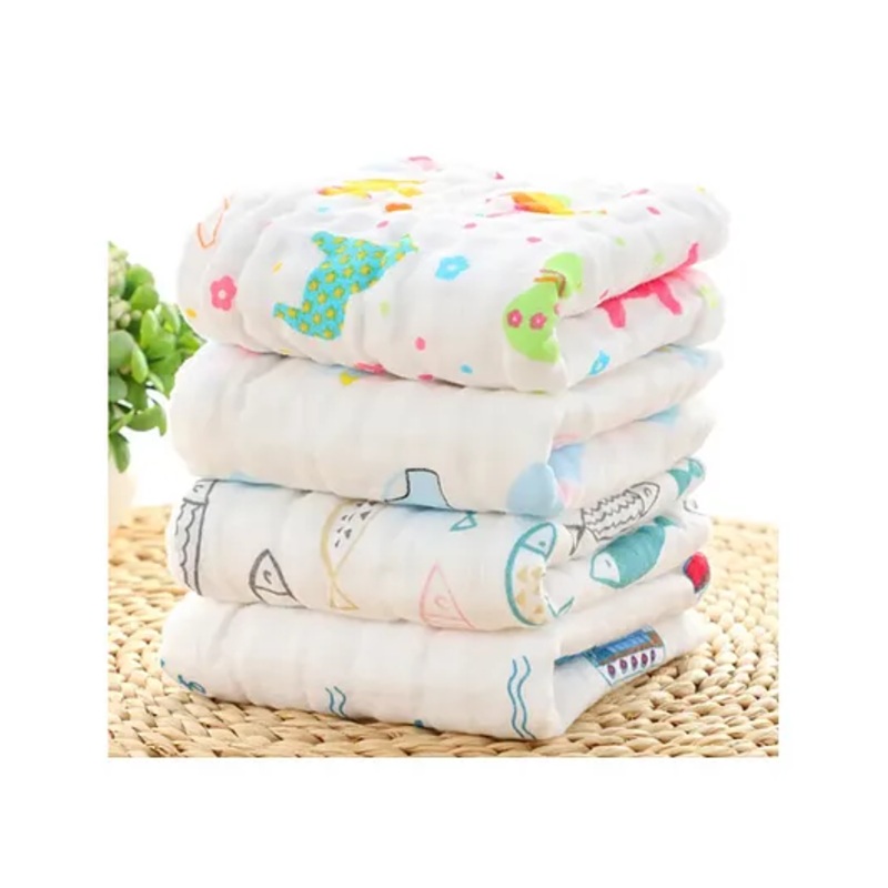 Baby Muslin Washcloth Cotton Face Towels for Newborn Napkins- MULTICOLOUR