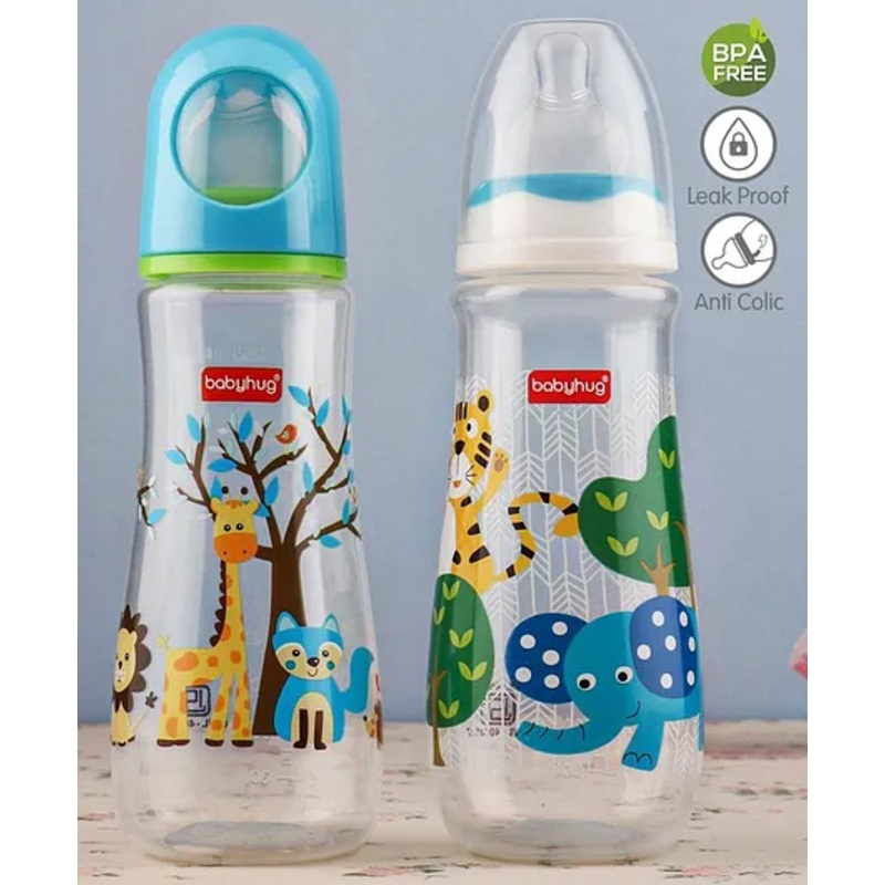 Babyhug Feeding Bottle Animal Print Blue And White Pack of 2 – 250 ml each