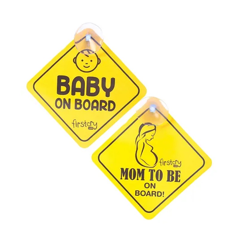 Babyhug Mom To Be On Board And Baby On Board Car Safety Sign With Suction Cup Pack Of 2 – Yellow