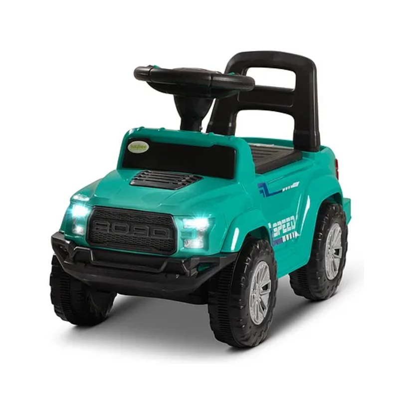 Baybee Roady Manual Push Ride On Car for Kids with LED Light High Backrest Storage & Horn – Green