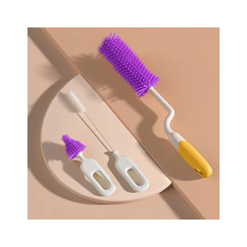 Bembika Baby Bottle Brushes: The Ultimate Bottle Brush Set For Your Baby’S Feeding Bottle Brush And Nipple Cleaner Brush Needs Yellow -(Dinosaur Bottle Brush 3-Piece Set)