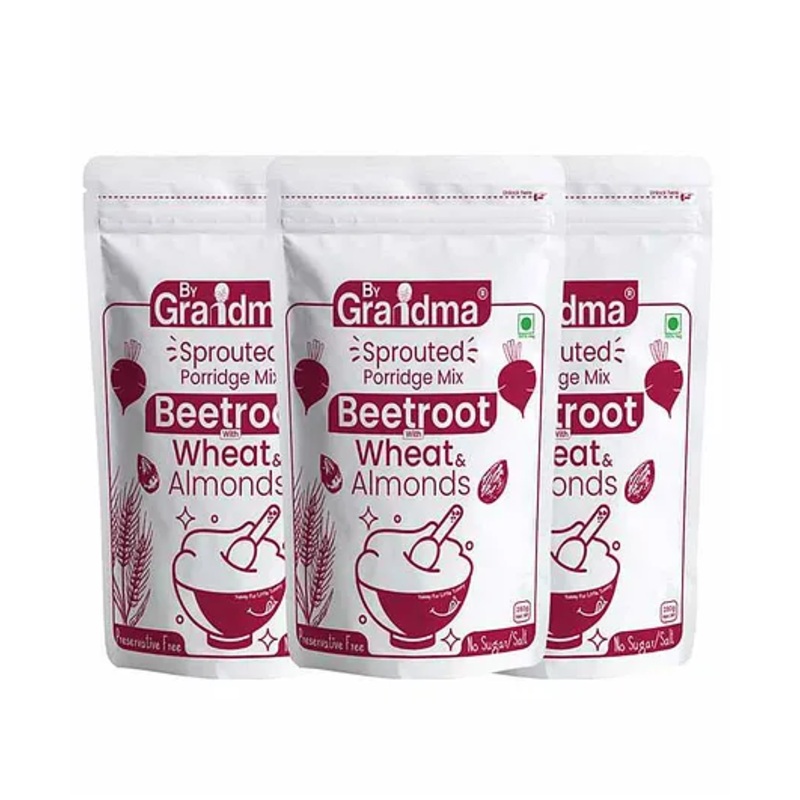 ByGrandma Organic Beetroot Sprouted Baby Food Mix – No Sugar – 280g Each, Pack of 3