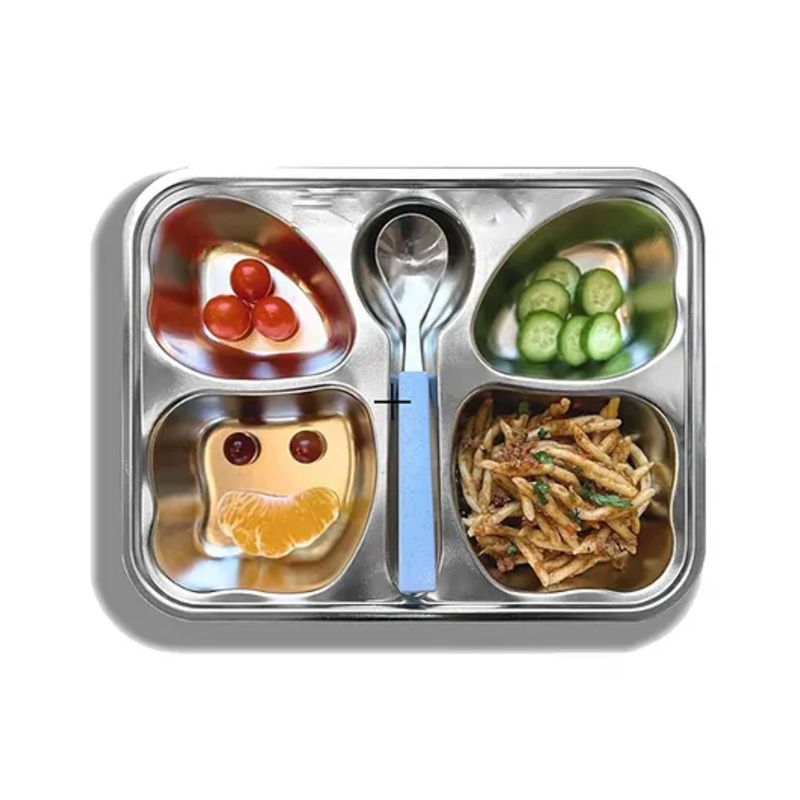 CutTales Pack Of 1 Stainless Steel Butterfly 4 Compartment Snack Dinner Plates For Kids | BPA Free, NonToxic And Dishwasher Safe Plate