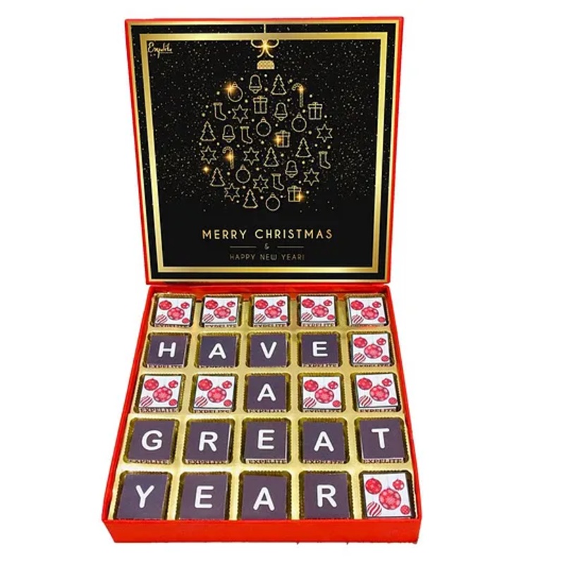Expelite Merry Christmas & New Year Chocolate Gift Box – 25 Pieces