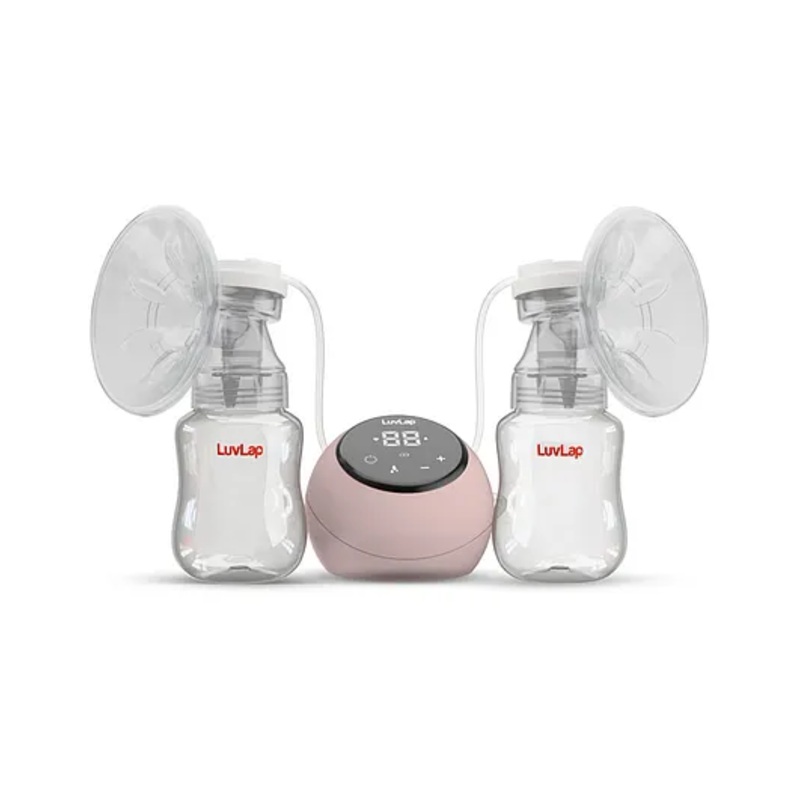 LuvLap Adore Double Electric Breast Pump with Dual Mode, 2-Phase Stimulation & Expression, Soft Silicone Cushion, Rechargeable Battery, BPA-Free  White