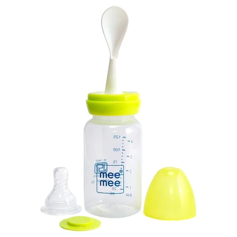 Mee Mee Feeding Bottle With Brush Green – 125 ml