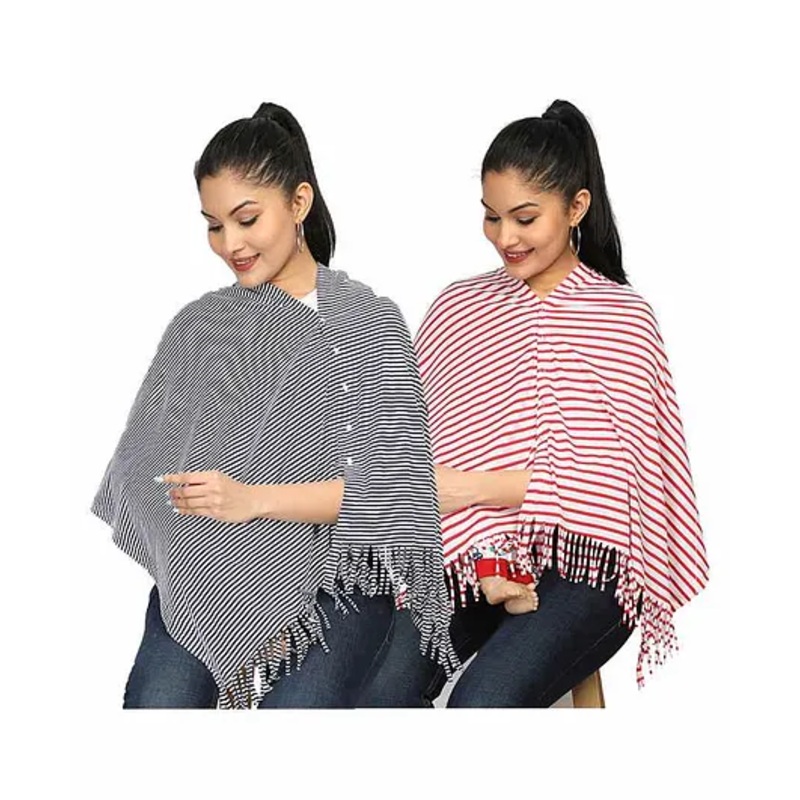 Nene Multi Purpose Striped Nursing Cover Pack of 2 – Grey Red