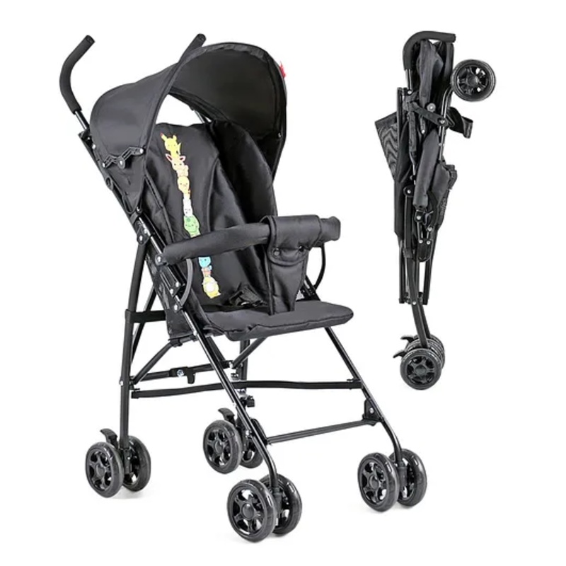 Pokemon Printed Light Weight Compact Tour Infant Travel Stroller Buggy With Umbrella Fold – Black