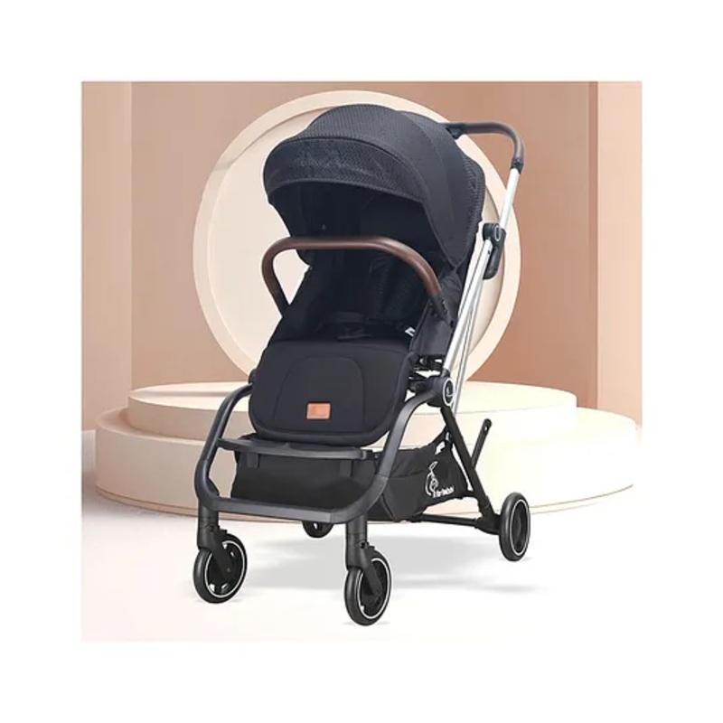 R for Rabbit Street Smart 360 Degree Rotatable Stroller for Newborn Baby| Aluminum Frame Pram with Quick Fold|Premium Travel Friendly Stroller for 0 -3 Years Babies|(Pure Black)