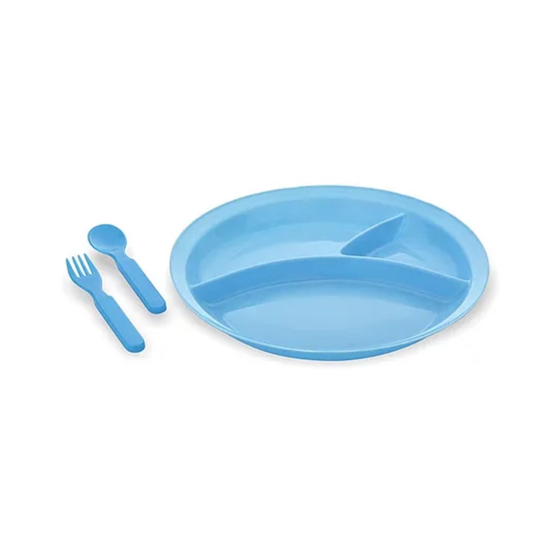 Robbox Party Food Thali Dinnerware Divided Plates for Kids Plastic BPA Free Sectional Holiday Dinner Plates Christmas Dishes for Kids Top Rack Dishwasher Safe- Blue