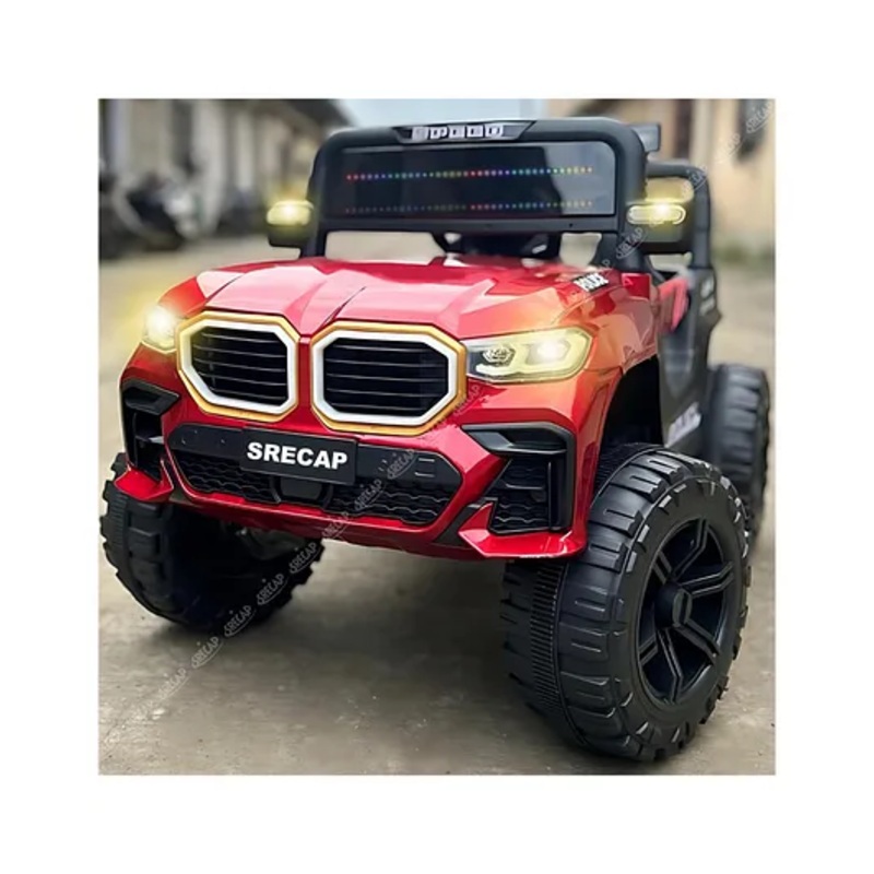 Srecap Rechargeable Baby Battery Powered Electric Car Jeep for Kids Bluetooth Music & Lights Dual Control Mode for Ages 2 to 5 Years (Red)