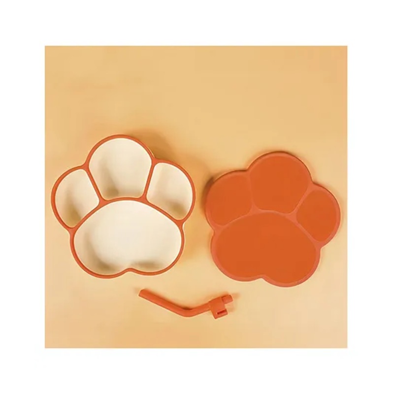 StarAndDaisy Baby Food Grade Silicone Suction Plate with Straw for Toddlers, BPA-Free, Slip Resistant Plate for Kids  Red