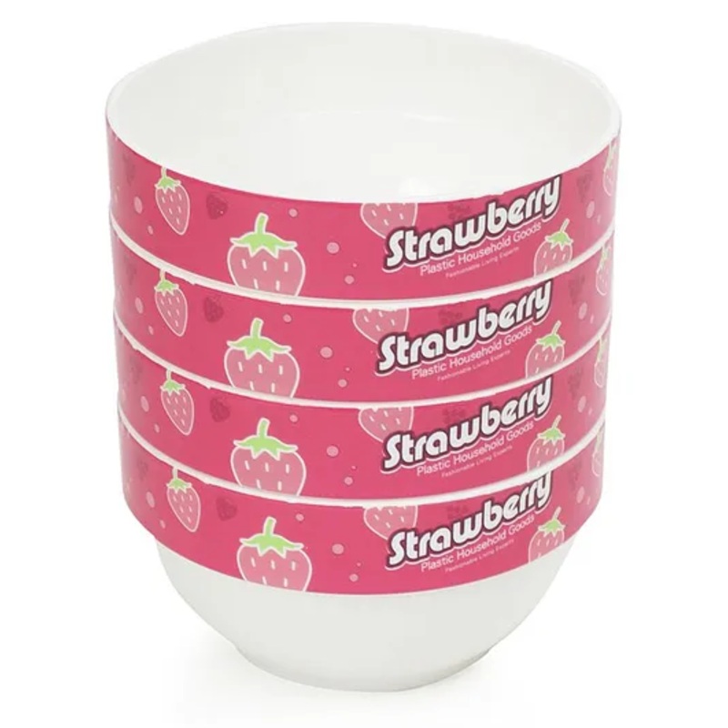 Strawberry Print Baby Bowl Pink – Pack of 4