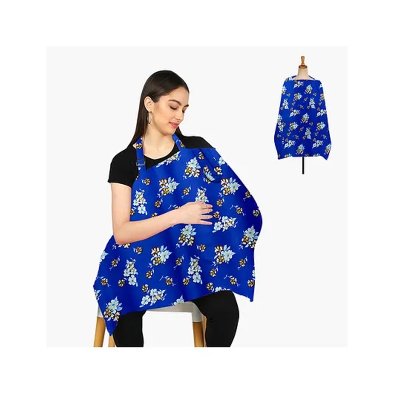 Zikku Easy Feed Cotton Nursing Cover Stylish Comfort for Breastfeeding Moms With Mobile Pocket – Dark Blue
