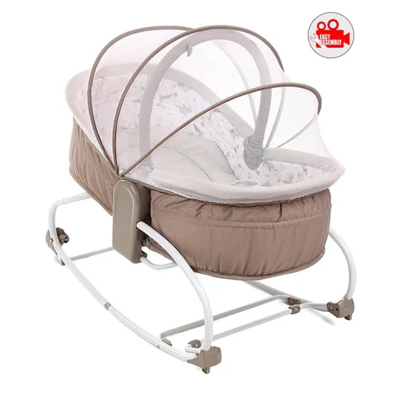 Babyhug Opal 3 in 1 Cozy Manual Rocker cum Sleeper With Mosquito Net- Beige(Without Toys)