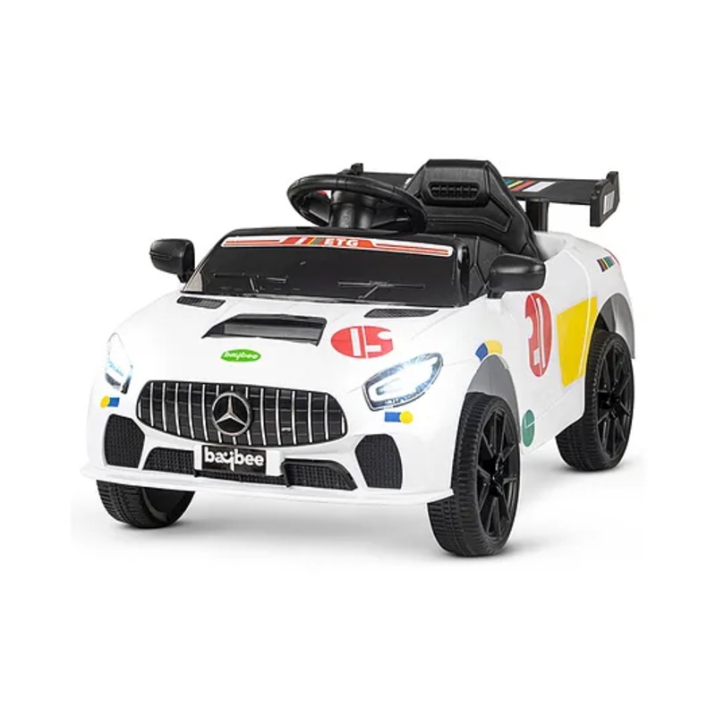Baybee Electric Rechargeable Battery Operated Ride on Car with Remote Control Led Light – White