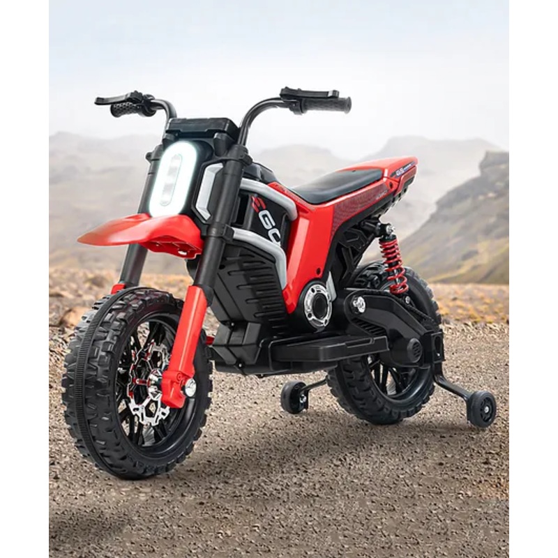 Baybee Motocross Electric Bike for Kids, Ride on Toys Kid’s Bikes with LED Light & Music | Rechargeable Baby Bike | Battery Operated Bike for Kids (Red)