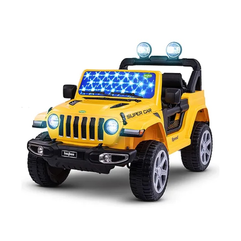 Baybee Robicun Electric Rechargeable Battery Operated Ride on Electric Jeep Car for Kids with LED Light & Music (Yellow)