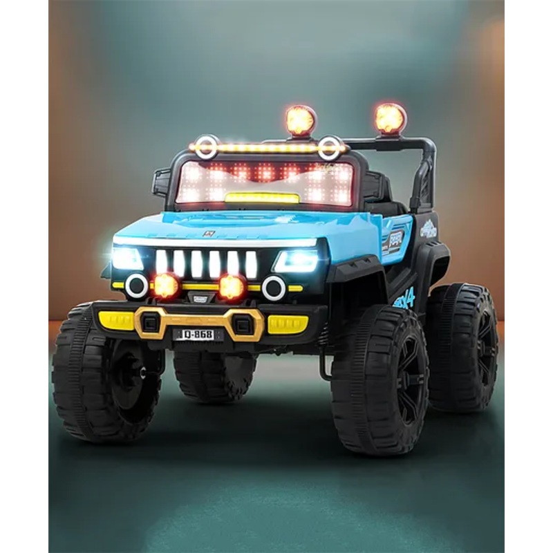 Baybee Speedster Battery Operated Jeep for Kids, Ride on Toy Kid Car with RGB Windshield Light, Bluetooth & Music | Electric Jeep Battery Cars | Baby Big Car for Kids Blue)