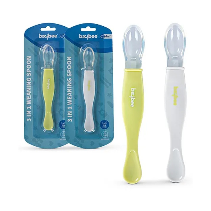 Baybee Ultra Soft Baby Weaning Spoon Set for Baby Feeding, Non Toxic BPA Free Baby Training Feeding Spoon, Easy Grip Handle | Baby Feeding Spoons | Feeding Spoon Set for Kids Toddlers (Pack of 2)