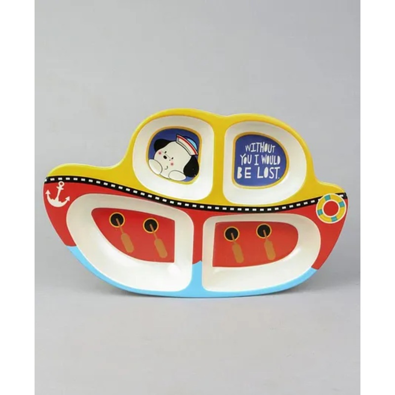 Boat Shaped Section Plate – Yellow Red