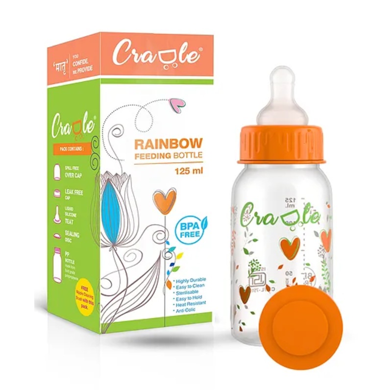 Cradle Rainbow Feeding Bottle -125ml  – Orange