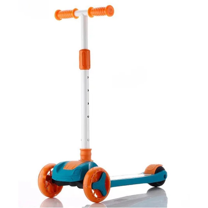 JoyRide Road Runner The Smart and Smooth Stark Kids Skate Scooter, 4-Level Adjustable Handle, Anti-Slip Footplate, 3 PU LED Wheels, Rear Brake ORANGE
