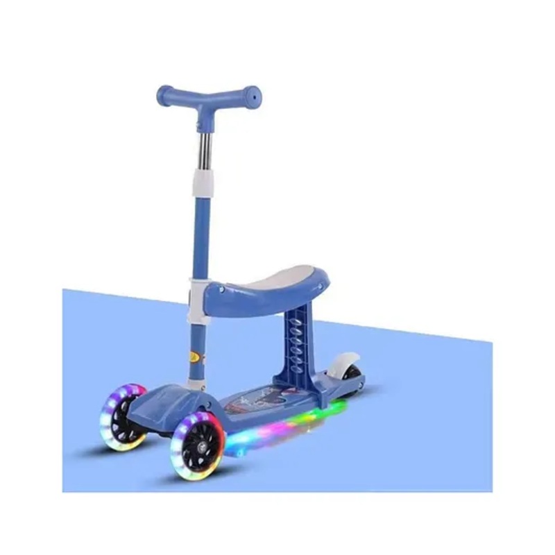 Oskart 2-in-1 Kick Scooter with Removable Seat for Kids: Ideal for Toddlers –  Boys –  and Girls –  Great for Outdoor Fun  (Blue) (Assorted Print)