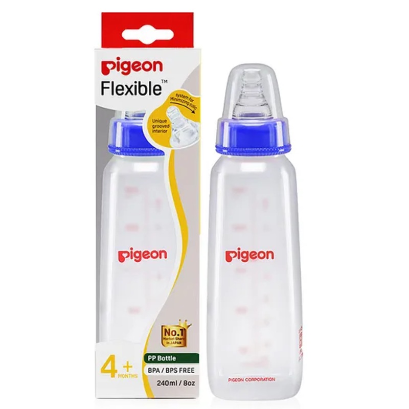 Pigeon Peristaltic Feeding Bottle Nipple Size Medium Blue – 240 ml