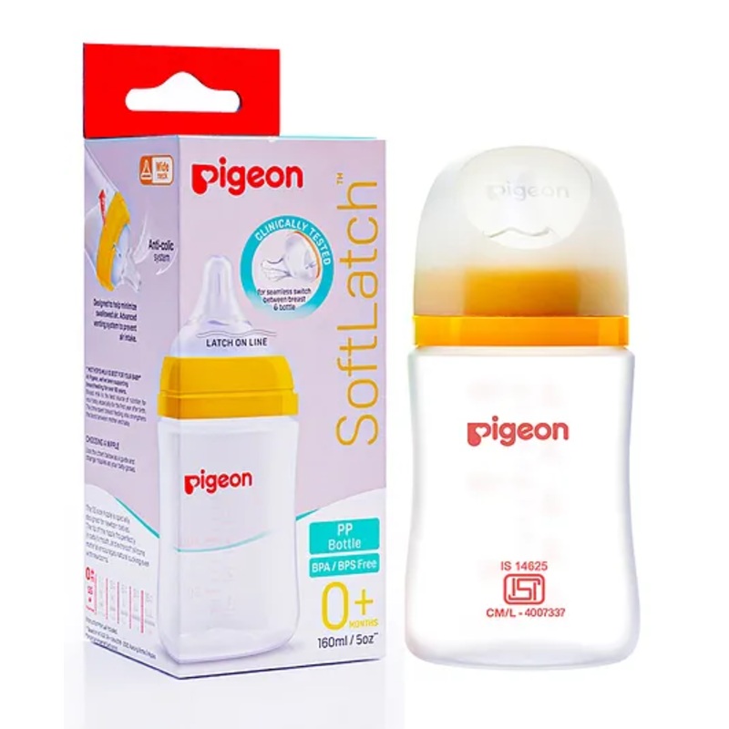 Pigeon WN3 PP Nursing Bottle Plus Type Nipple Yellow – 160 ml