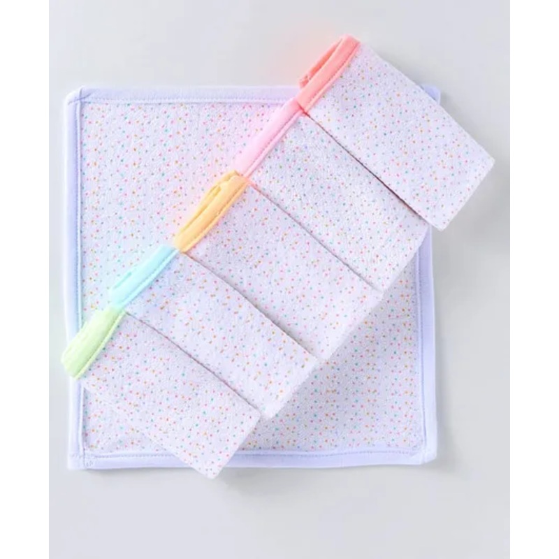 Simply Terry Knit Wash cloth with Doted Prints  L 25 x B 25 cm Pack of 6 – Multicolor