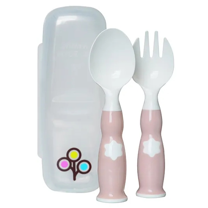 ZoLi Ergonomic Fork & Spoon Set With Travel Case – Blush