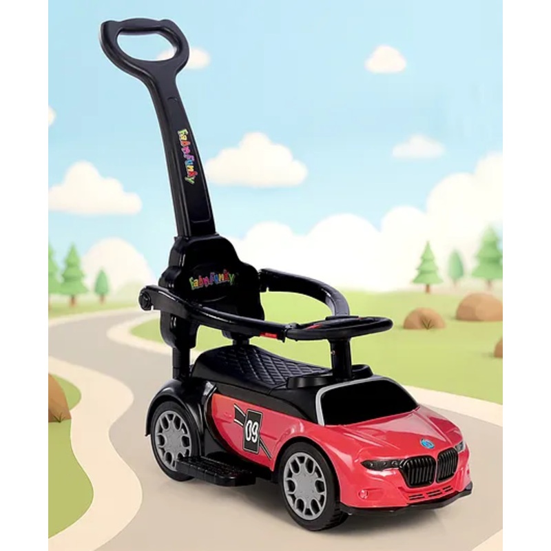 3 in 1 Manual Push Ride on Car with Parent Push Handle – Red