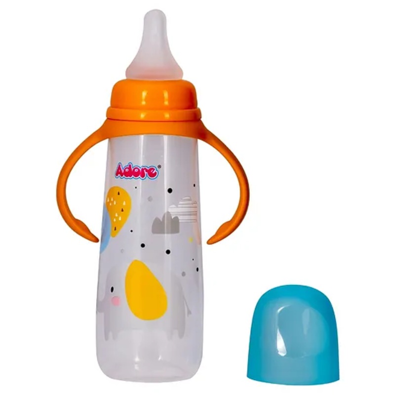 Adore Advanced England Narrow Neck Feeding Bottle With Handle & Premium Matte Designed Anti-Colic Teat- 250 ml
