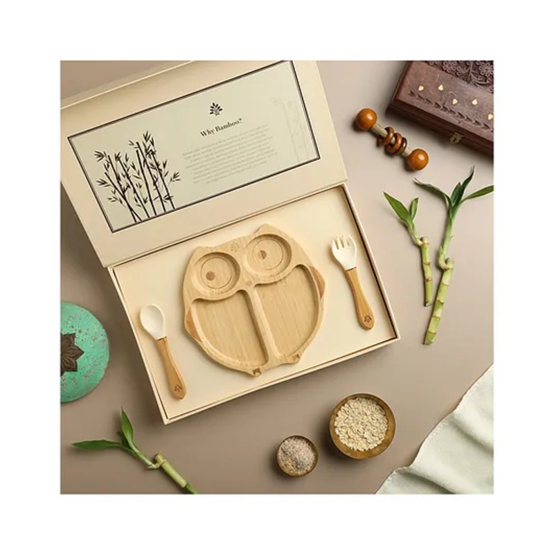 Baby Forest Laad Dulaar Bamboo Feeding Plate | Owl Shape | Toxin & Chemical-Free