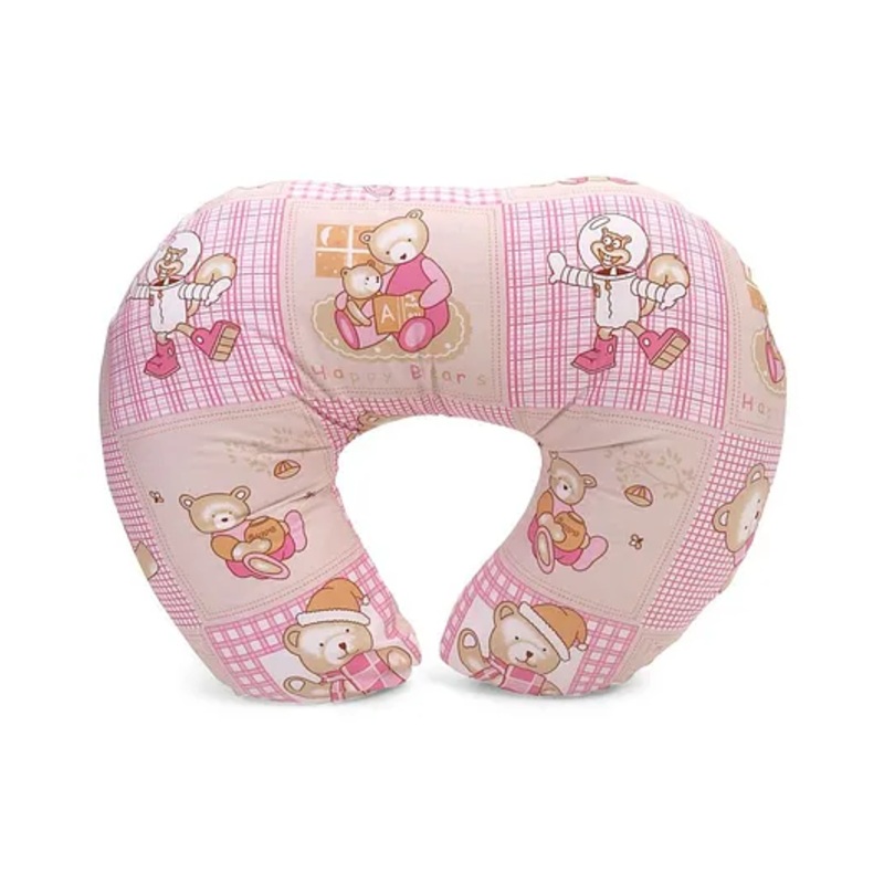 Babyhug Cotton Feeding Pillow Teddy Bear Print – Pink