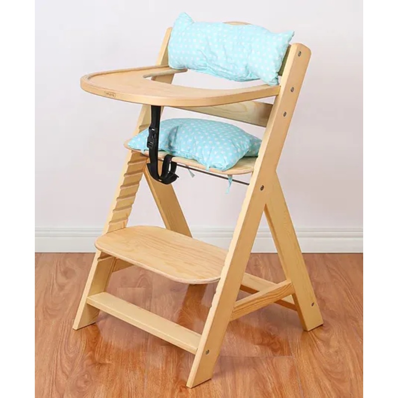 Babyhug Reine Wooden Dinning High Chair With Cushion – Natural