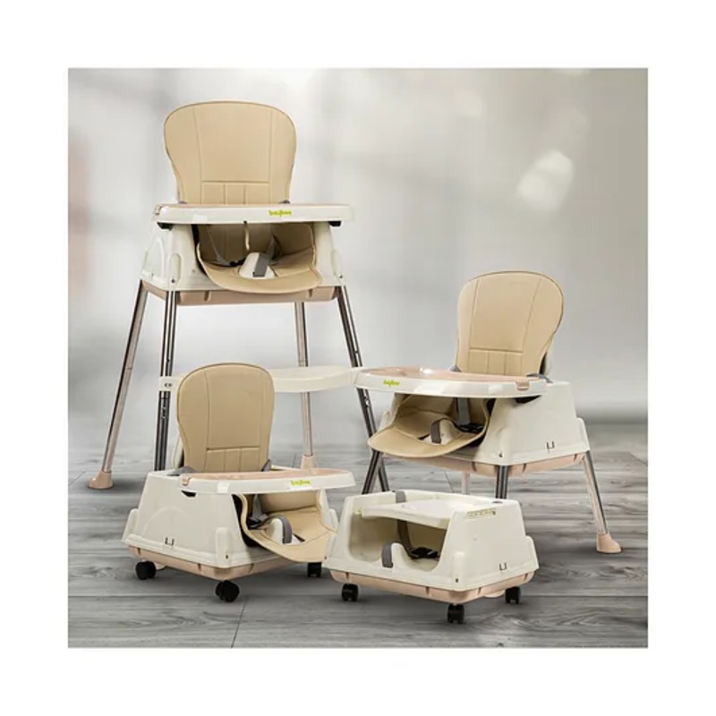 Baybee 4 in 1 Baby High Chair for Kids with Adjustable Height & Footrest, Baby Feeding Chair Booster Seat for Toddlers with Tray & Belt | Kids High Chair (Beige)