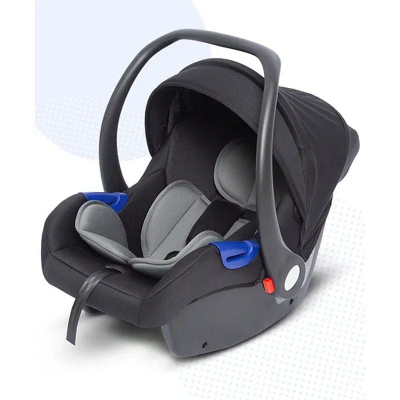 Bonfino Carry Safe Car Seat, Flame Resistant Fabric, Curved Handle, Adjustable Canopy| Carry Cot, Feeding Chair & Rocker Modes| Stylish Curved Handle| Shock Resistant Foam