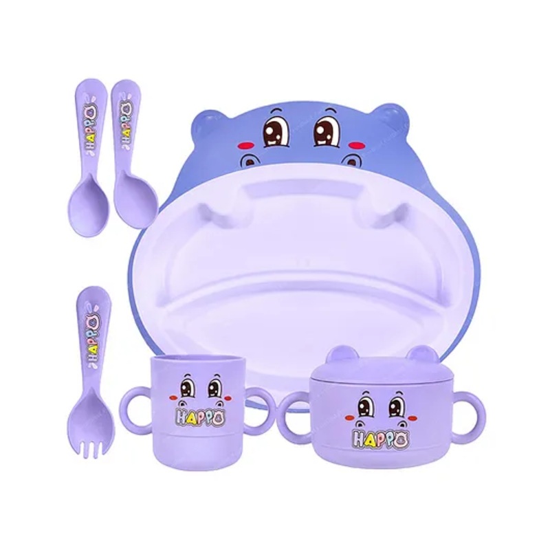 Bunie Hippo Design Bamboo Fibre Dinnerware Set for Kids  Multicolor