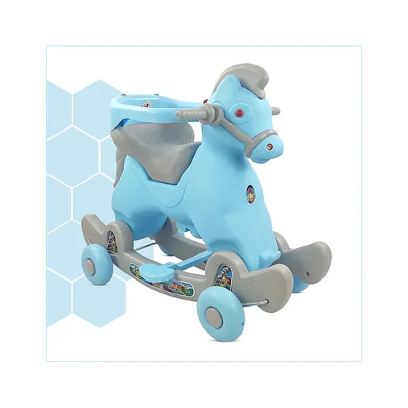 Dash Marshal 2 in 1 Ride on with Music & Backrest Support Horse Rider – Blue